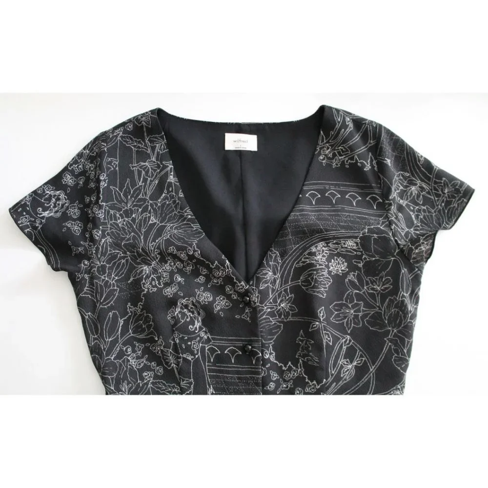 Wilfred Nazaire Fit and Flare Mini Dress Size 2 Black White Aritzia - Picture 4 of 7
